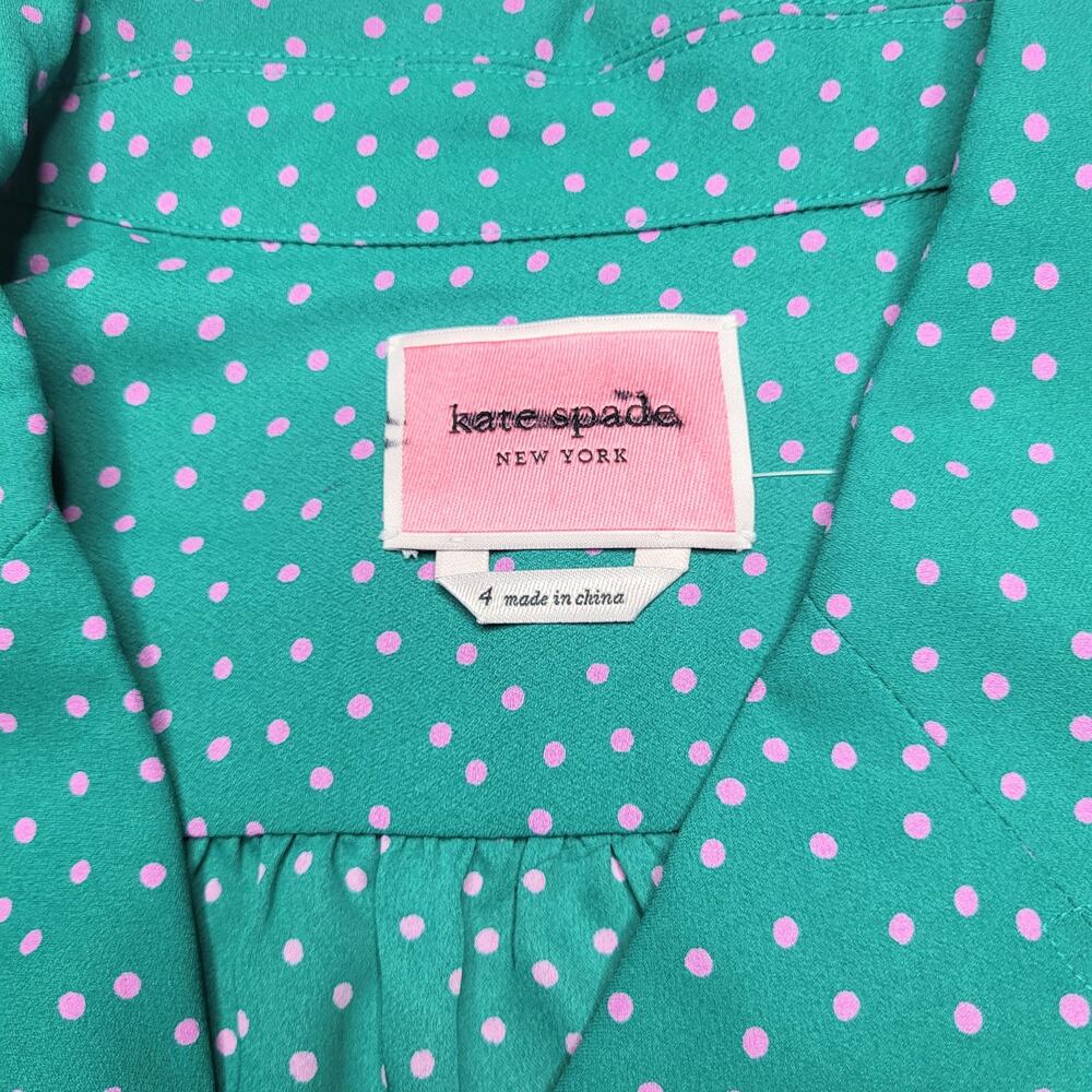 Kate Spade Poolside Dot Jumpsuit Emerald Green Pink Wide Leg Crop Belt Small 4 - Picture 10 of 11